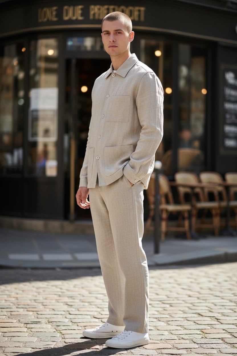 Stone wash linen jacket